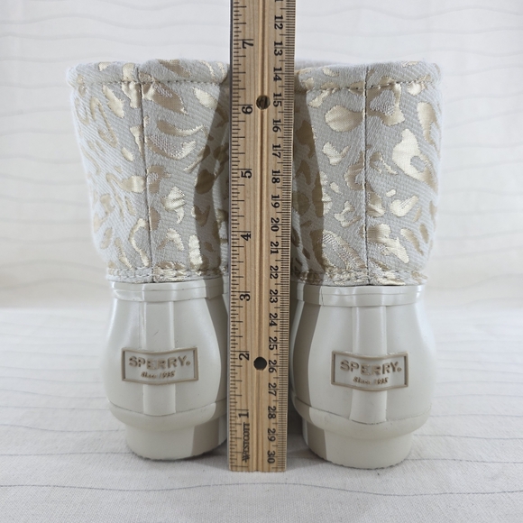 Sperry Womens Top-Sider Saltwater Ivory Leopard Duck Boots STS88315 Sz 8 NEW - Picture 6 of 12